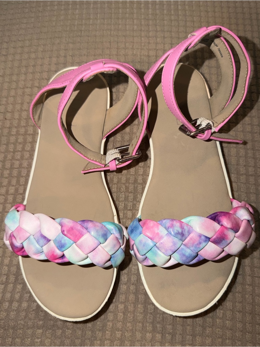 The Children's Place Pink Ankle-Strap Sandals with Multicolor Braided Front